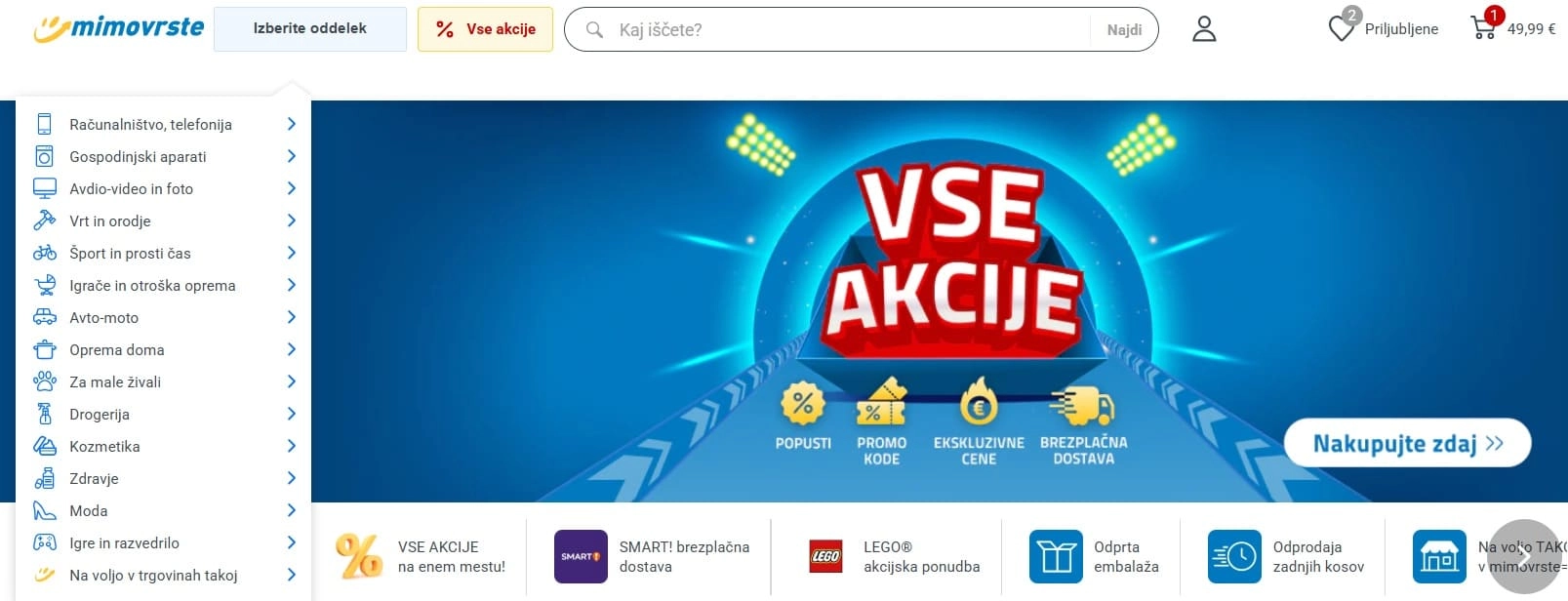 mimovrste akcije in kuponi so na voljo za vse kupce