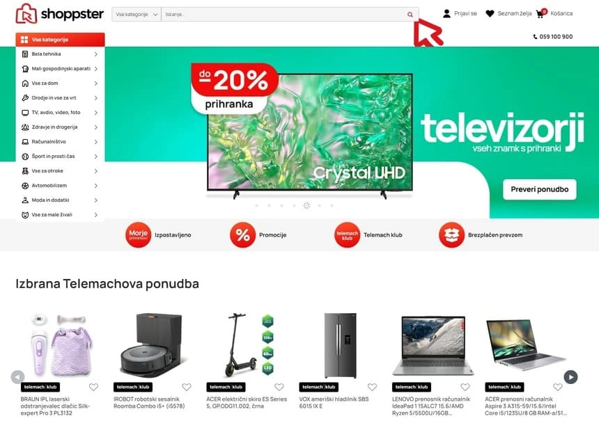 akcije tehnike in opreme za dom nudi spletna trgovina shoppster