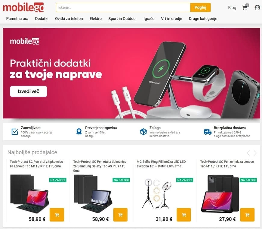 trgovina z dodatki za telefon, pametne naprave in elektro izdelki