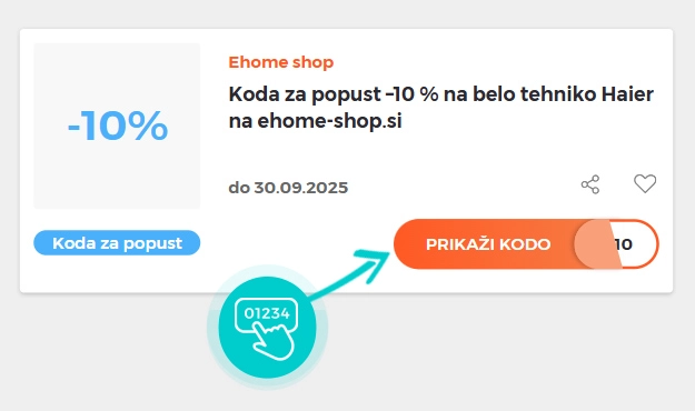 Primer kode za popust za Ehome shop