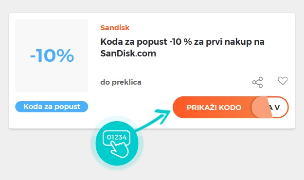 Primer kode za popust za Sandisk