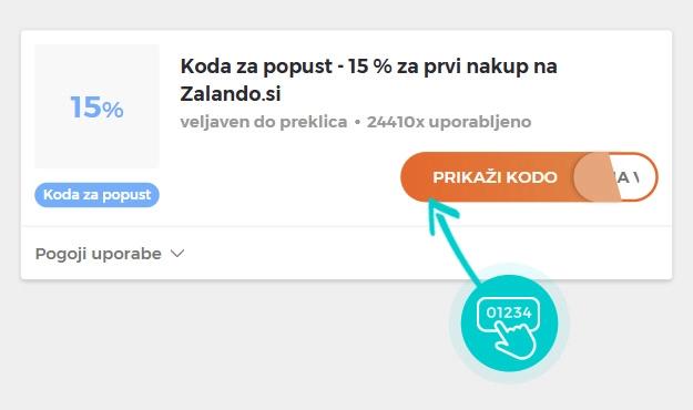 Primer kode za popust za Zalando
