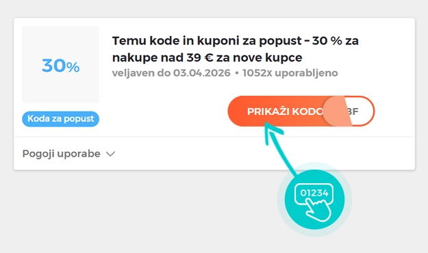 Primer kode za popust za Temu