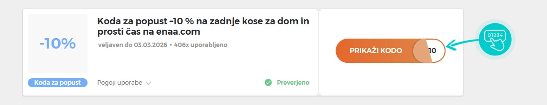 Primer kode za popust za enaA