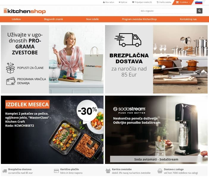 spletna trgovina s kuhinjsko posodo in opremo