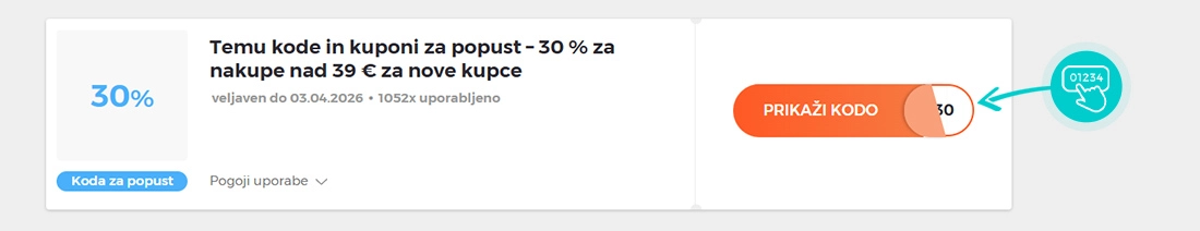 Primer kode za popust za Temu