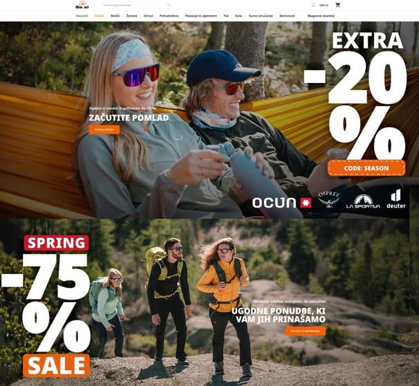 8a spletna trgovina z outdoor oblačili in opremo za aktivnosti v naravi