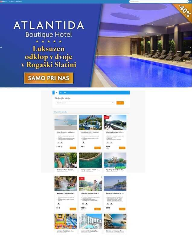turistični portal s popusti in kuponi za počitnice na morju ali v termah