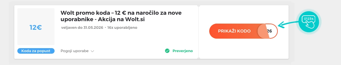 Primer kode za popust za Wolt