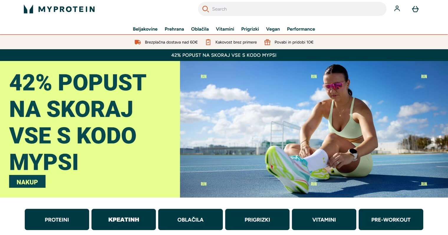 Myprotein domača spletna stran