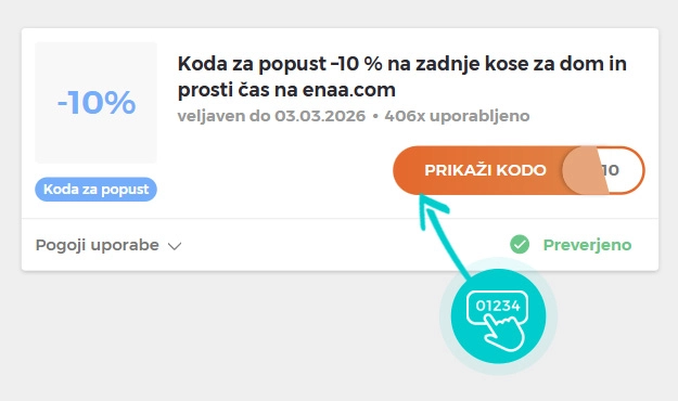 Primer kode za popust za enaA