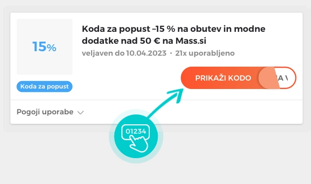 Primer kode za popust za Mass