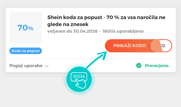 Primer kode za popust za Shein