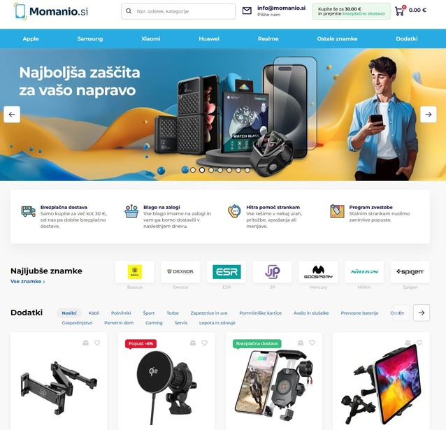 spletna trgovina z dodatno opremo za telefone in pametne naprave