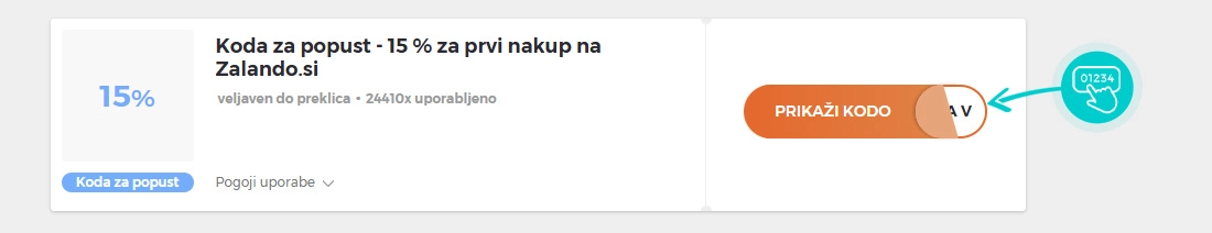 Primer kode za popust za Zalando